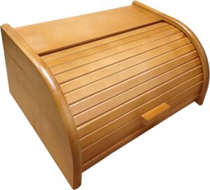 Wooden Bread Bin with Roll Top or Drop Down Door