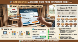 wood price calculator tool showing wood cost formula and measurement